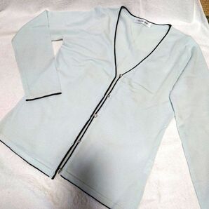 ミントグリーン Vネック カーディガン Lサイズ