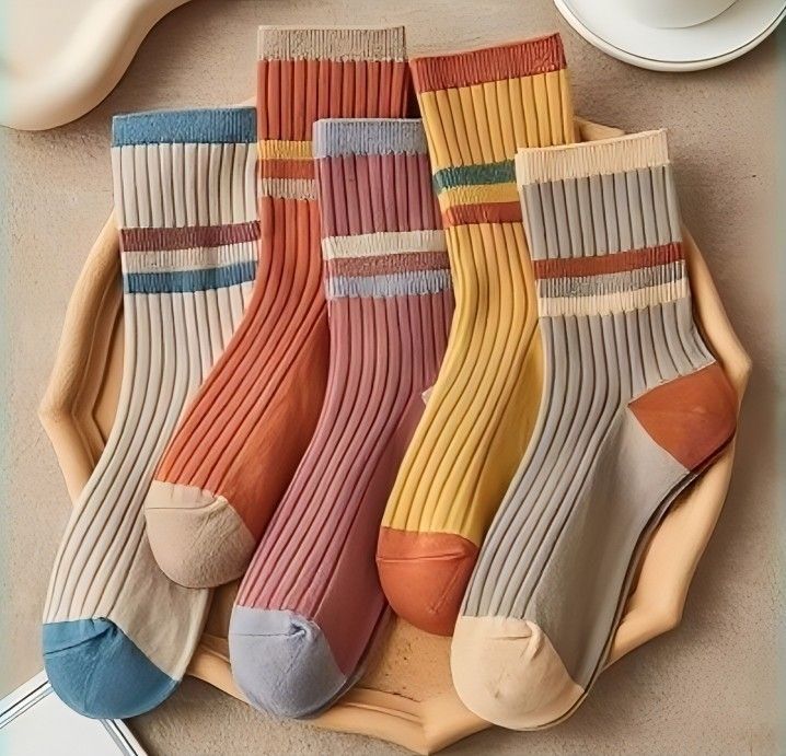 レディース 靴下 5足セット おしゃれ カラフル ボーダー柄 ソックス