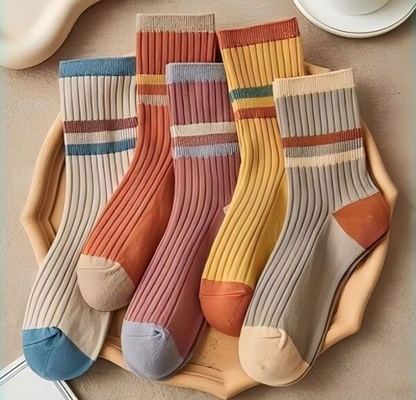 レディース 靴下 5足セット おしゃれ カラフル ボーダー柄 ソックス