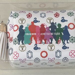【新品未使用】鬼滅の刃 BABBI バビ オリジナル ポーチ & 缶バッジ 柱 白系