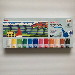 新品未開封 ぺんてる 絵の具 エフ水彩 WFC2-12 ポリチューブ入り 12色 絵具 アート用品 画材 小学生 図工 小学校