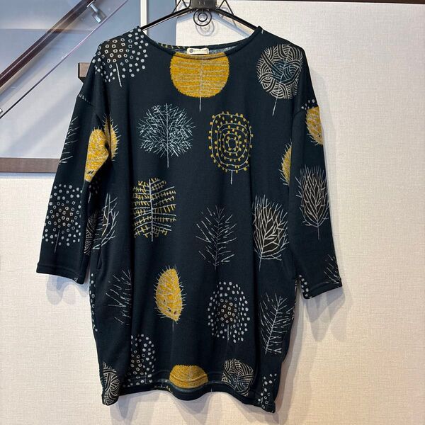 チュニックワンピース 七分袖ドロップショルダー ゆったり