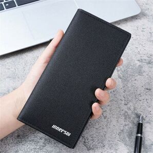 メンズ キャンバス ロングウォレット マルチカードスロット付き 長財布 シンプル カジュアル ブラック964135