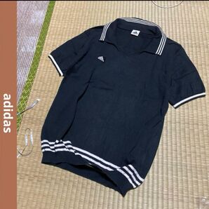 adidas アディダス 半袖ポロシャツ ポロシャツ デサント ブラック 黒 S〜Mサイズ