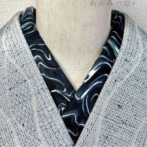 綿の半衿 ブラックマーブル