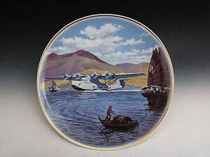 1935年 パンアメリカン航空 チャイナクリッパー号 飾り絵皿 ◆ オールドノリタケ 