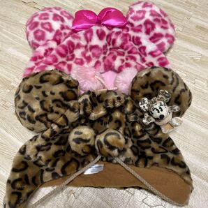 ディズニー ファンキャップ ヒョウ柄 ピンク 茶色
