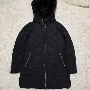 美品 ZARA BASIC ザラベーシック キルティングファーコート ダブルジップ ブラック Sサイズ