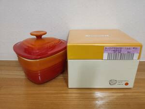 【未開封品】ルクルーゼ・LE CREUSET　ラムカン・ダムール/Ramequin d'Amour　(フタ付き・橙)