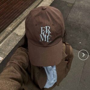 刺繍ロゴキャップ brown×Blue 韓国 インスタ大人気