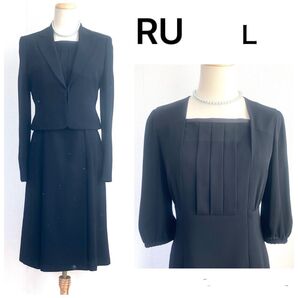 美品★RU 丸井 ブラックフォーマル ワンピース冠婚葬祭 喪服 礼服 黒 11号 L アールユー