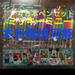 ディズニー ミッキー ミニー ドナルド 48本ペンセット グリッターペン