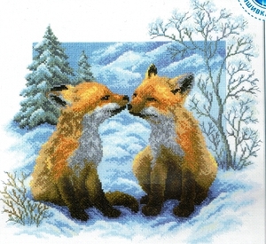 ★ ★ RTO クロスステッチキット ~ Fox cubs 子狐コンコン　雪のなか　♪