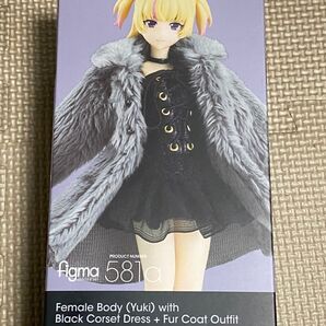 figma 女性body ユウキ 黒コルセットワンピ ファーコートコーデ