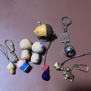 ストラップ キーホルダー まとめ売り 9個セット●トトロター坊こけし青函トンネル●画像参考にレアアンティーク
