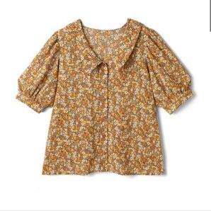 〈GRL グレイル〉ピューリタンカラー花柄ブラウス tg501