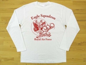 R.A.F. Eagle Squadron 白 5.6oz 長袖Tシャツ 赤 2XL 大きいサイズ ミリタリー イギリス空軍 イーグル飛行中隊 U.S. AIR FORCE