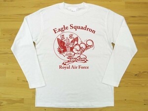 R.A.F. Eagle Squadron 白 5.6oz 長袖Tシャツ 赤 L ミリタリー イギリス空軍 イーグル飛行中隊 U.S. AIR FORCE