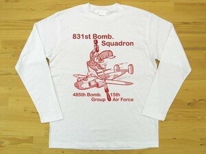 第831爆撃飛行隊 白 5.6oz 長袖Tシャツ 赤 3XL 大きいサイズ ミリタリー ねずみ U.S. AIR FORCE