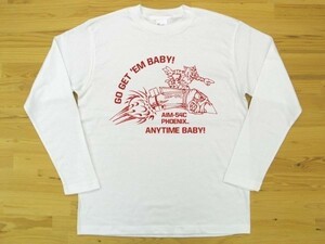 AIM-54 フェニックス 白 5.6oz 長袖Tシャツ 赤 M ミリタリー F-14 トムキャット ミサイル