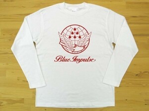 航空自衛隊 Blue Impulse 白 5.6oz 長袖Tシャツ 赤 S ミリタリー ブルーインパルス