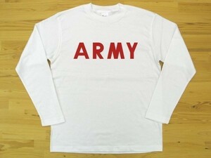 ARMY 白 5.6oz 長袖Tシャツ 赤 2XL 大きいサイズ ミリタリー ロゴ アーミー 陸軍