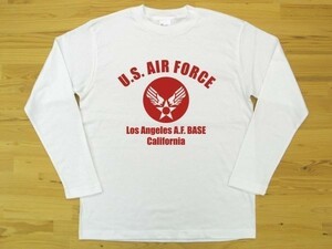 U.S. AIR FORCE 白 5.6oz 長袖Tシャツ 赤 XL ミリタリー エアフォース アメリカ空軍