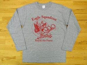 R.A.F. Eagle Squadron 杢グレー 5.6oz 長袖Tシャツ 赤 L ミリタリー イギリス空軍 イーグル飛行中隊 U.S. AIR FORCE