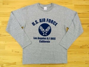 U.S. AIR FORCE 杢グレー 5.6oz 長袖Tシャツ 紺 S ミリタリー エアフォース アメリカ空軍