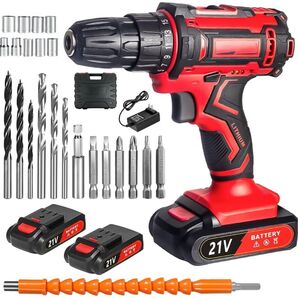 電動ドライバー 21v 電動ドリル 1500mAh バッテリー2個付き DIY 電動ドリル 工具 棚 ハンドメイド