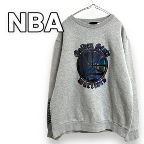 NBA スクリプトロゴ スウェット プルオーバー グレー ビックシルエット L