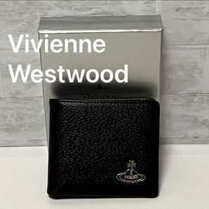 新品Vivienne Westwood オーブロゴ札入れ二つ折り ブラック943VW724
