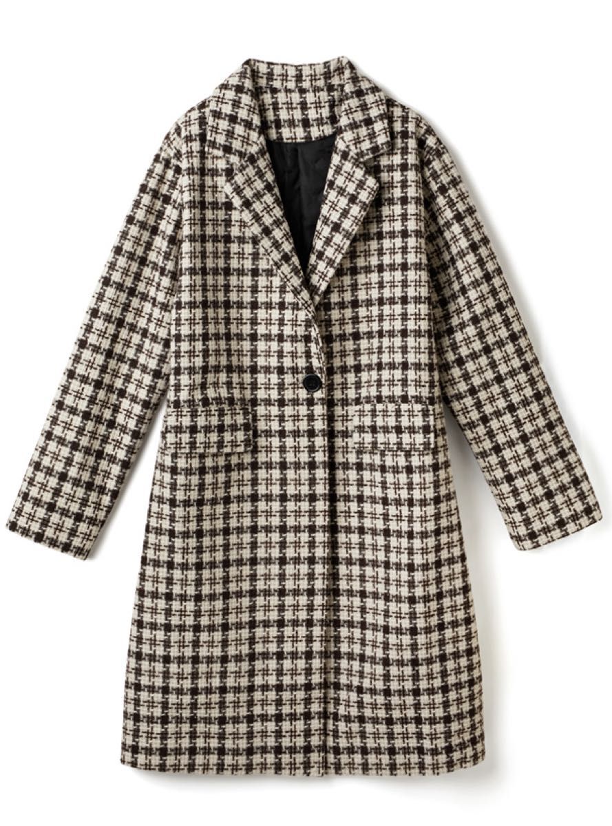 GRL グレイル チェック柄ツイードチェスターコート ベージュ F