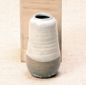 995/華道具・陶磁・萩焼・幸月銘・垂釉 花瓶・秀作 美品・木箱