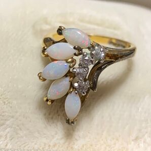 オパールリング925 ゴールドカラー銀製品