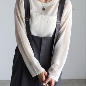 ボンジュールサガン コード刺繍シアーニット アイボリー Bonjour Sagan FREE 長袖ブラウス オフホワイト