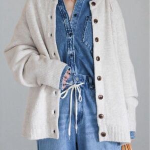 ボンジュールサガン ラグランスリーブニットカーディガン オートミール ニットカーディガン FREE ニット