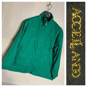 ACCELLAND アクセルランド　緑　PARIS 刺繍デザイン　裏付きナイロン　ジャケット　グリーン