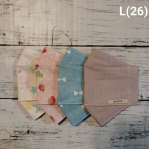 【L】(26)大人小さめマスク【ハンドメイド立体マスク】4枚セット ハンドメイド