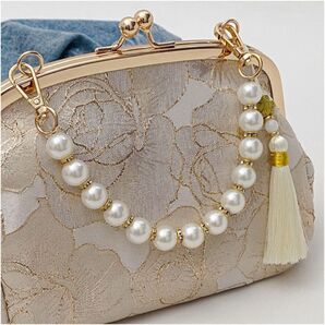 フォーマルハンドバッグ パーティーバック 和装 着物 卒業式 結婚式 がま口ポーチ パール 刺繍 おしゃれ ゴールド