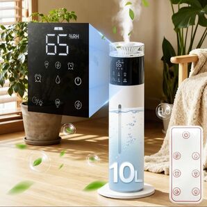 ★加湿器 大容量 超音波式 10L UVライト除菌 自動湿度調整 3段階ミスト 静音 スリム タイマー リモコン【3028】ZJ