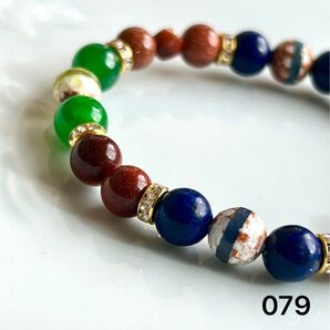 No.079【2色の一線薬師天珠】天然石ブレスレット パワーストーン ハンドメイド