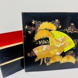 おせち 二段重箱 美品 正月 お重 花見 弁当 プラスチック