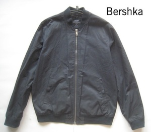 美品!!ベルシュカ Bershka*MA-1型ミリタリーポリコットンZIPジャケット L チャコールグレー