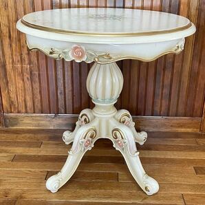 ミラノコレクション ロココ様式 サイドテーブル☆猫脚・彫刻・金彩・クラック塗装