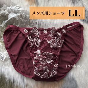 男性用ショーツ LL ボルドー*新品 メンズショーツ 立体的 ダーツ 男性向けパンティ メンズ体型 女装 コスプレ 大きいサイズ