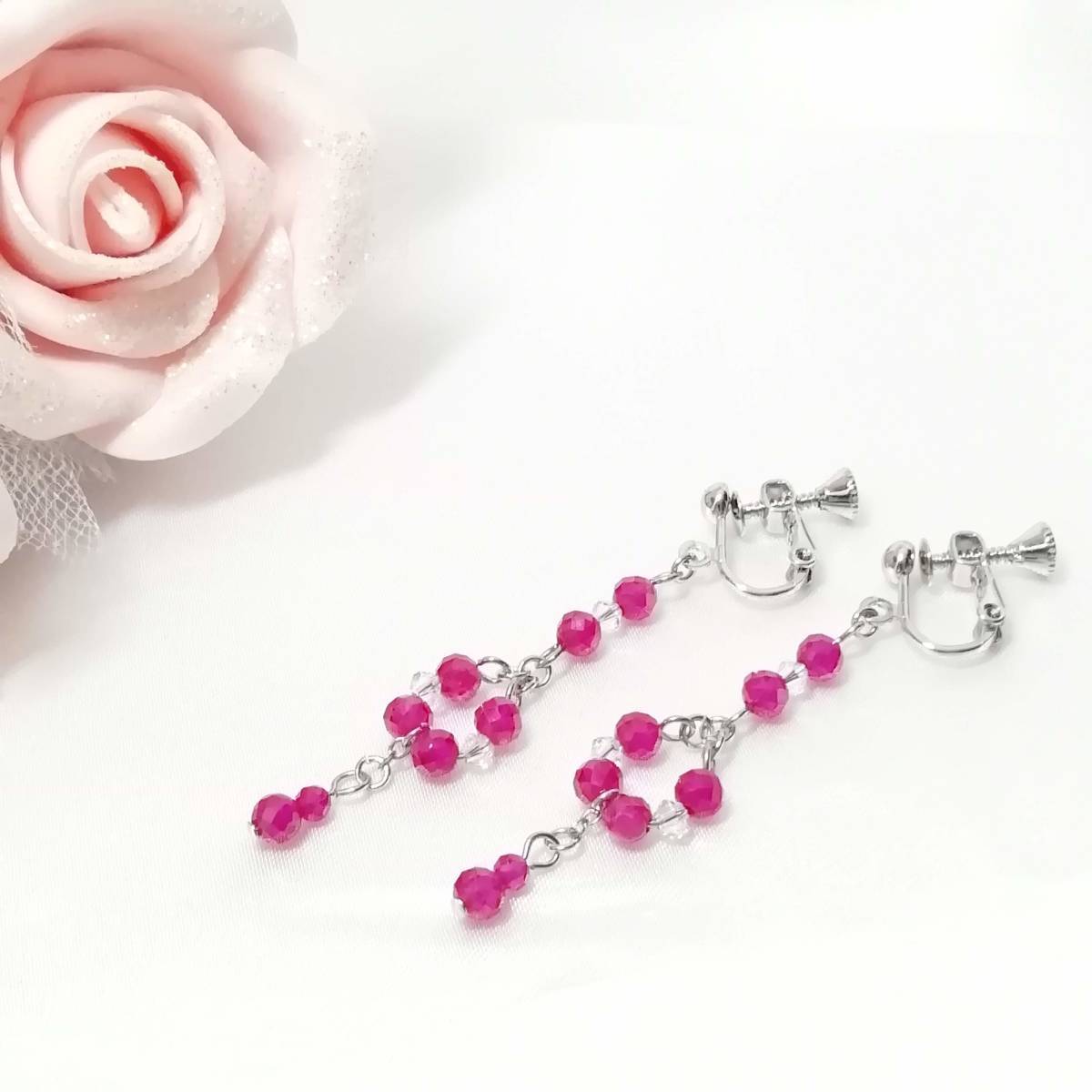 Handmade synthetic ruby and crystal earrings★Ruby/Elegant/Silver/Red/Simple/Synthetic/Crystal/Swarovski, Women's Accessories, Earrings, beads, Glass