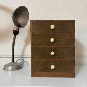 4段 小引出し 木製 収納 家具 昭和レトロ 古道具 アンティーク ヴィンテージ 小物入れ 引き出し