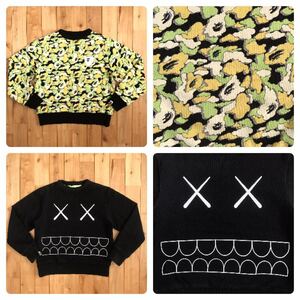 ★リバーシブル★ kaws × bape 長袖スウェット XSサイズ cloud camo a bathing ape reversible sweat エイプ ベイプ カウズ 迷彩 5533