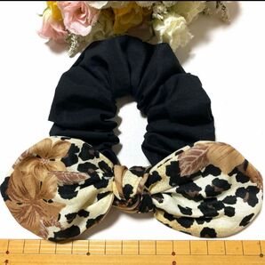 リボンシュシュ☆花柄レオパード